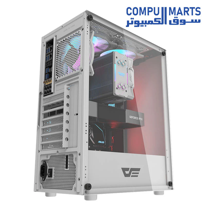 Darkflash DK100 Tempered Glass ATX/M-ATX/MINI-ITX Gaming PC Case, USB 3.0 Port, 2 HDD/SSD, Compatible with 120mm Radiator System (No Fans Included) - Image 7