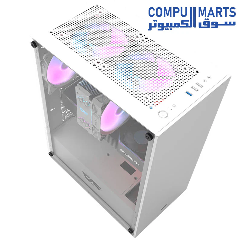 Darkflash DK100 Tempered Glass ATX/M-ATX/MINI-ITX Gaming PC Case, USB 3.0 Port, 2 HDD/SSD, Compatible with 120mm Radiator System (No Fans Included) - Image 9