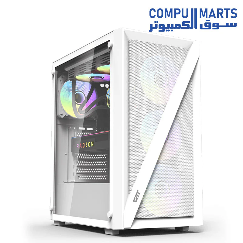 DarkFlash DK260 Air Tempered Glass ATX/M-ATX/ITX Gaming PC Case with 4 * 120mm ARGB Fans Included, Supports 360MM Radiator, Supports up to 8 * 120MM Fans, 3 SSD Slots, 7 PCI-E Slot Gaming Case - Image 3