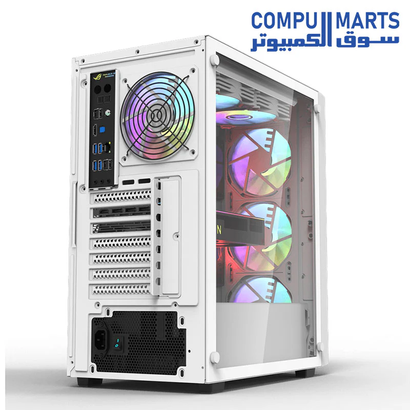 DarkFlash DK260 Air Tempered Glass ATX/M-ATX/ITX Gaming PC Case with 4 * 120mm ARGB Fans Included, Supports 360MM Radiator, Supports up to 8 * 120MM Fans, 3 SSD Slots, 7 PCI-E Slot Gaming Case - Image 9