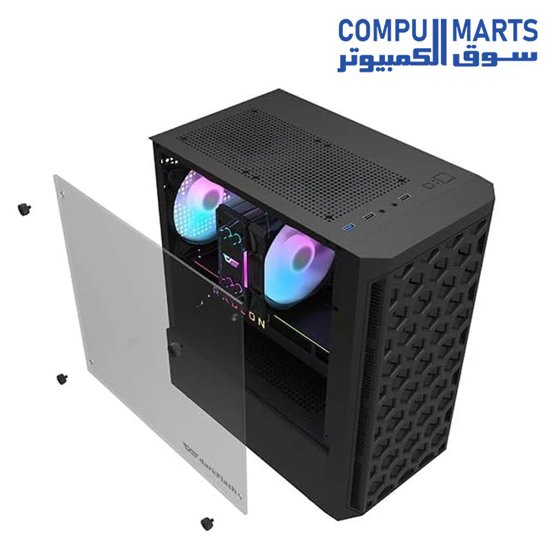darkFlash DK300M M-ATX, ITX Tempered Glass Gaming - Image 2