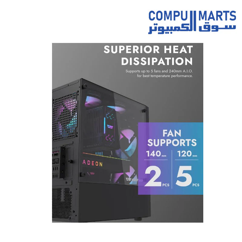 darkFlash DK300M M-ATX, ITX Tempered Glass Gaming - Image 3