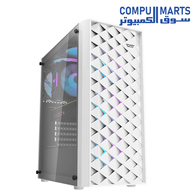 Darkflash DK351 ATX/M-ATX/ITX Gaming PC Case With Pre-installed 4 ARGB Case Fans, Dragon Scale Design With USB 3.0, Tempered Glass Gaming Cabinet - Image 2
