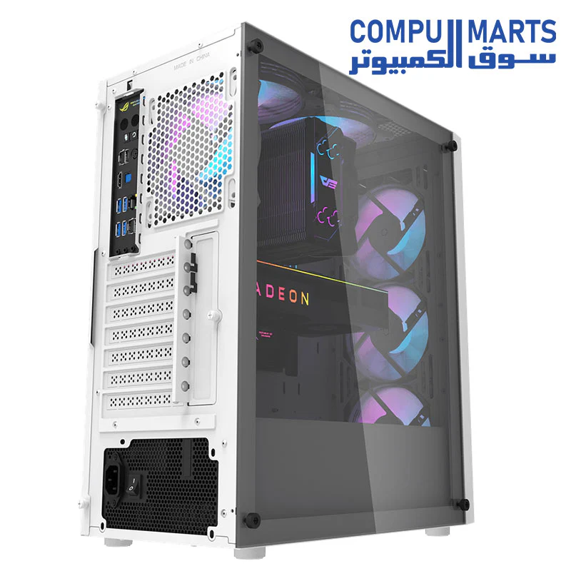 Darkflash DK351 ATX/M-ATX/ITX Gaming PC Case With Pre-installed 4 ARGB Case Fans, Dragon Scale Design With USB 3.0, Tempered Glass Gaming Cabinet - Image 4
