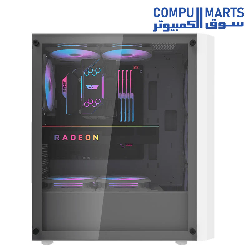 Darkflash DK351 ATX/M-ATX/ITX Gaming PC Case With Pre-installed 4 ARGB Case Fans, Dragon Scale Design With USB 3.0, Tempered Glass Gaming Cabinet - Image 6