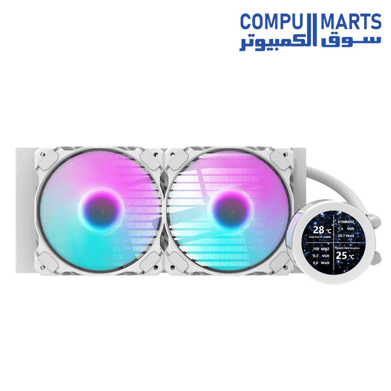 Darkflash DN240S-240mm AIO ARGB Liquid CPU Cooler, Customizable 2.1 inch LCD Display, 120mm*2 ARGB PWM Fans, Supports up to latest LGA 1700, AM5 Sockets, Low Noise Liquid Cooler - Image 2