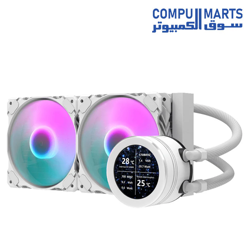 Darkflash DN240S-240mm AIO ARGB Liquid CPU Cooler, Customizable 2.1 inch LCD Display, 120mm*2 ARGB PWM Fans, Supports up to latest LGA 1700, AM5 Sockets, Low Noise Liquid Cooler - Image 4