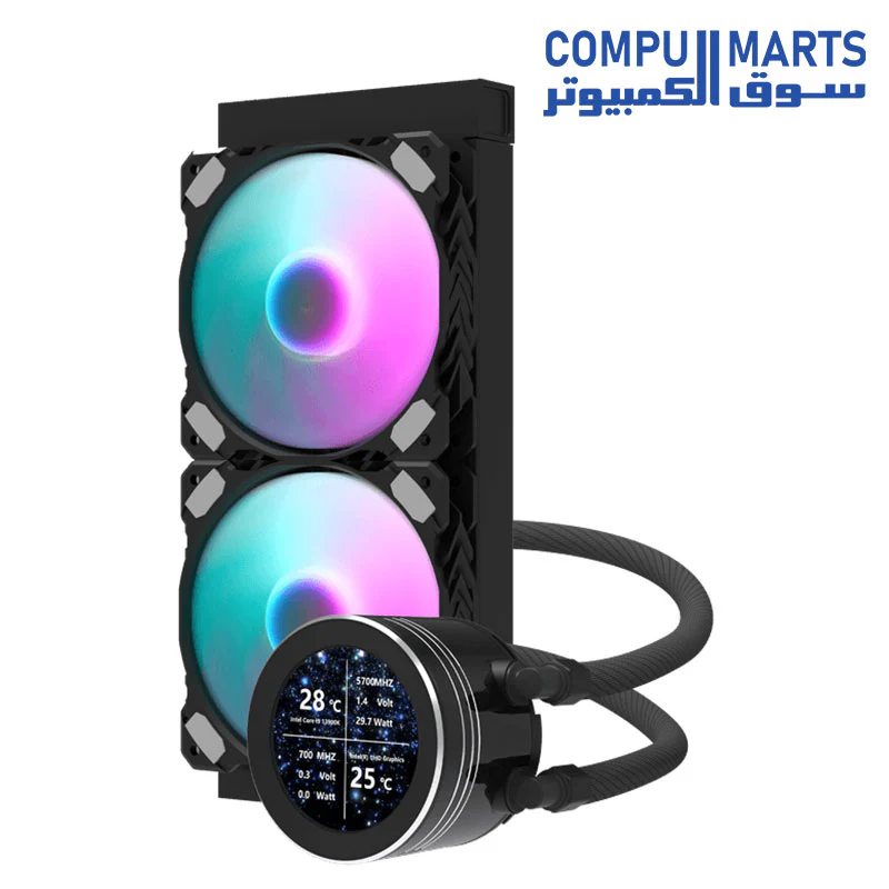 Darkflash DN240S-240mm AIO ARGB Liquid CPU Cooler, Customizable 2.1 inch LCD Display, 120mm*2 ARGB PWM Fans, Supports up to latest LGA 1700, AM5 Sockets, Low Noise Liquid Cooler - Image 5