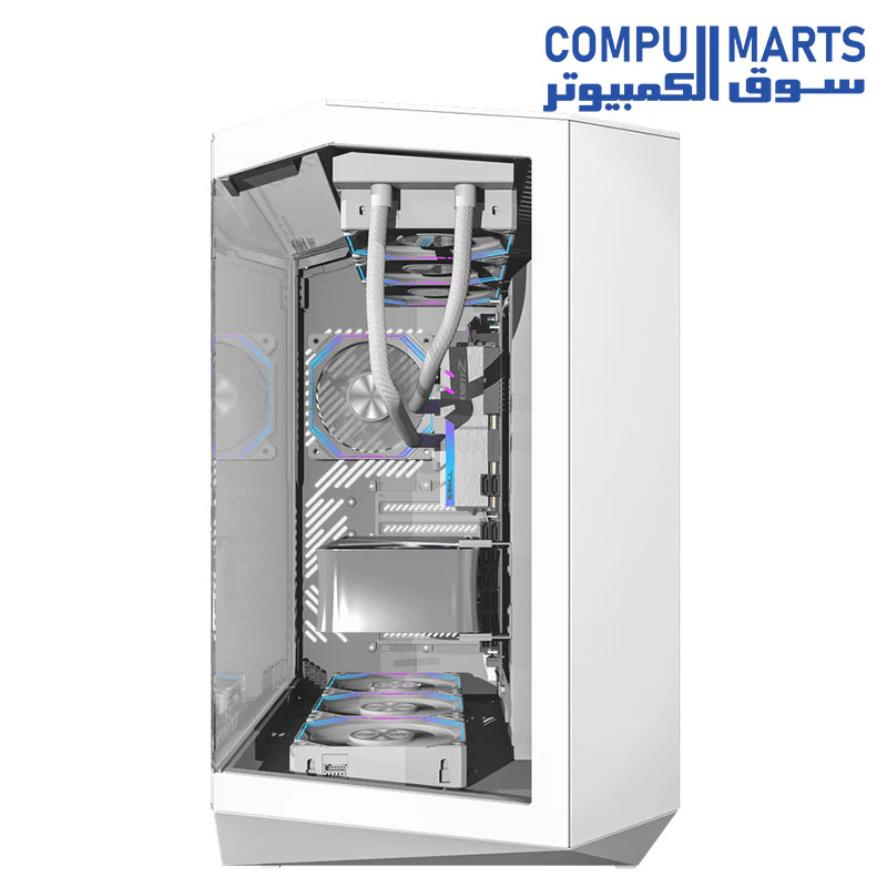 DarkFlash Full-Tower ATX Gaming PC Case, Back Plug-in Motherboard, Dual-Chamber, Panoramic Glass, Up to 2 x 360mm Radiators, RTX 40 Compatible(DY470) (1 PWM ARGB Fans) - Image 7