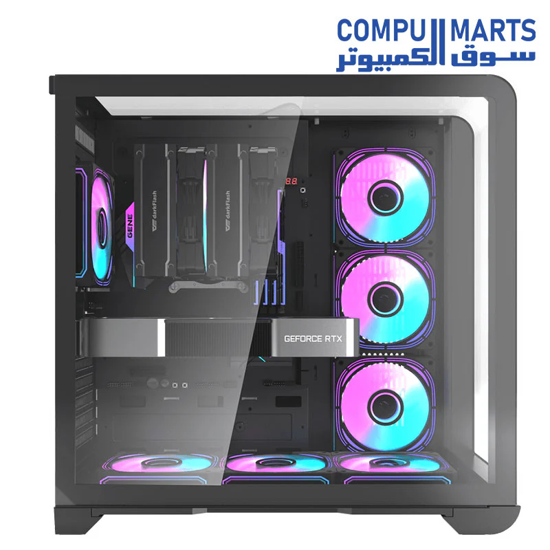 DarkFlash L280 ATX Curved Computer Case, 4x Pre-Installed 120mm aRGB Fans, 360mm Radiator Support, Digital Display Screen, 3x Side Glass Panel w/ Curved Glass, Cable Management, USB 3.0,  | L280 - Image 4