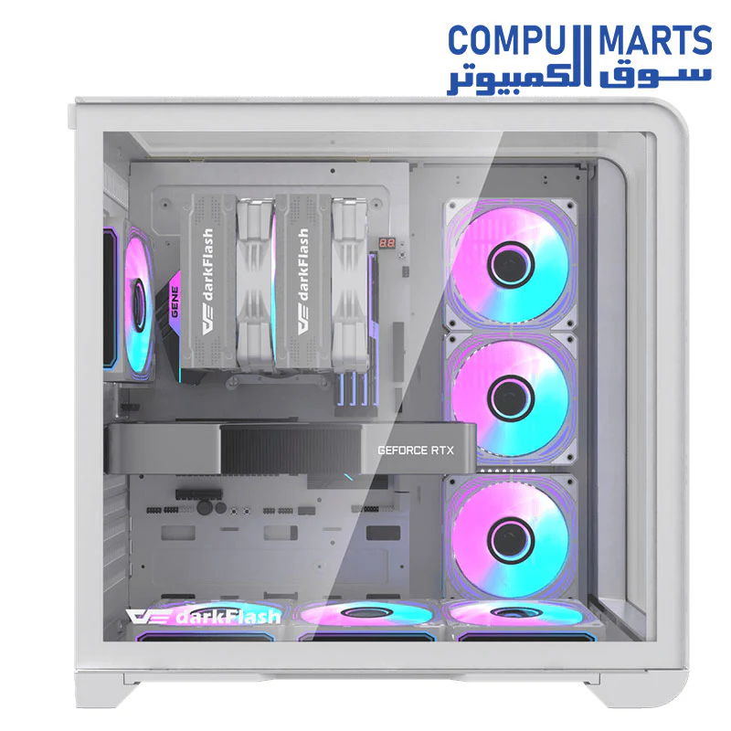 DarkFlash L280 ATX Curved Computer Case, 4x Pre-Installed 120mm aRGB Fans, 360mm Radiator Support, Digital Display Screen, 3x Side Glass Panel w/ Curved Glass, Cable Management, USB 3.0,  | L280 - Image 5