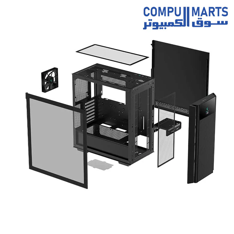 DeepCool CH510 MESH Digital Mid-Tower ATX PC Case with Digital LCD Display Magnetic Tempered Glass Gaming Case High-Airflow Panels with Front I/O USB Type-C Port for Mini-ITX/Micro-ATX/E-ATX, Black - Image 4