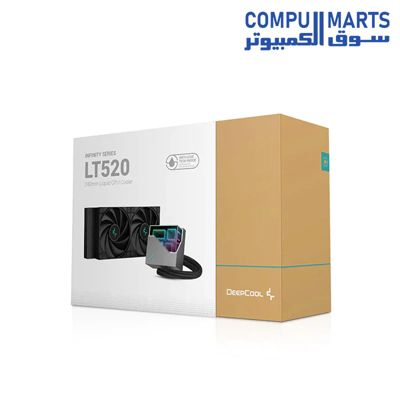 DeepCool LT520 high-performance liquid CPU cooler provides strong heat dissipation power with a 240mm radiator, two precision-tuned FK120 fans, and a multidimensional infinity mirror top cap - Image 4