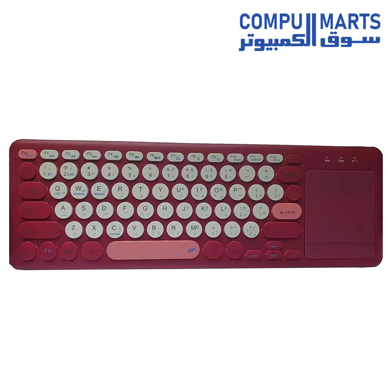 Dual Modes Slim Mini Keyboard With Touch pad | Bluetooth & 2.4GHZ USB | For Windows/Android/IOS/Mac OS | HighEnd | Arabic/Eng Layout Light - Image 5