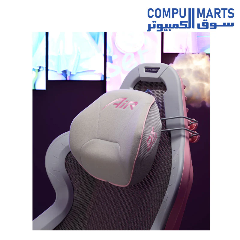 DXRacer Air Mesh Gaming Chair Modular Office Chair - Grey & Pink - Image 3