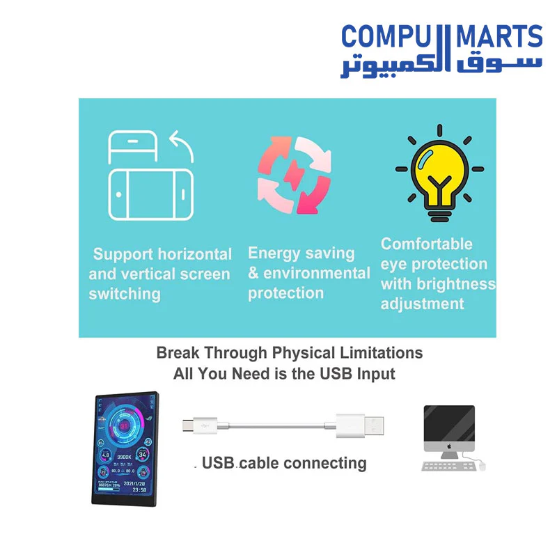 EDIY 3.5 inch IPS USB Mini Screen AIDA64 PC CPU RAM HDD Data Monitor Computer Temperature Display Type-C Sub Screen - Image 4