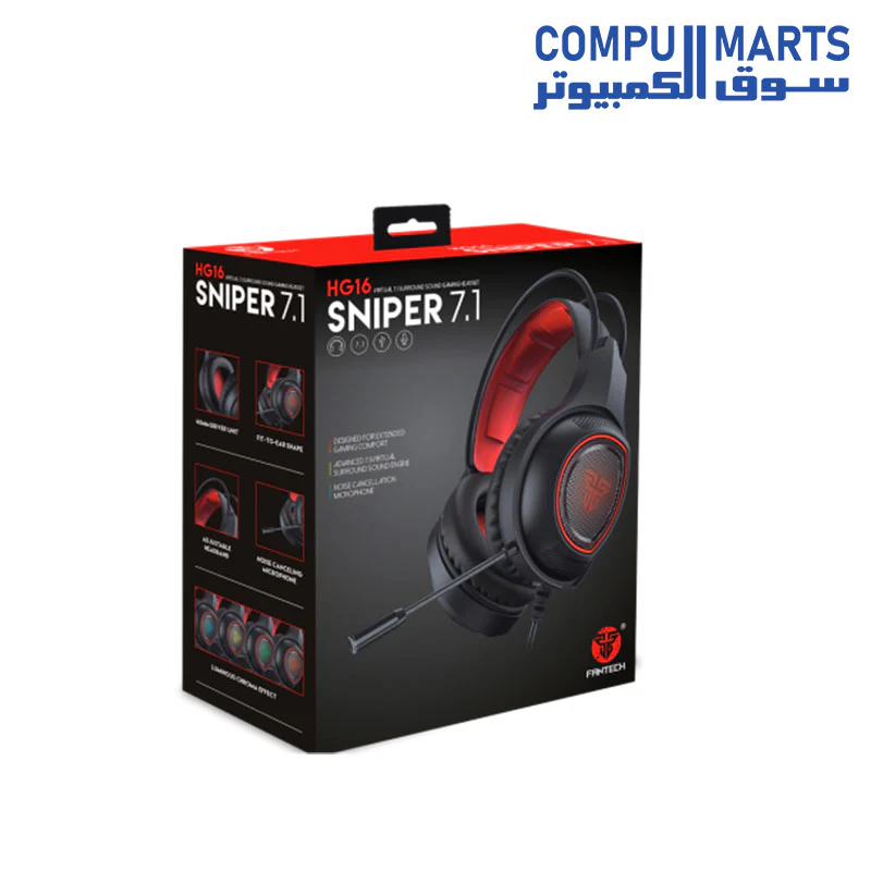 FANTECH HG16 SNIPER 7.1 RGB GAMING HEADSET - Image 4