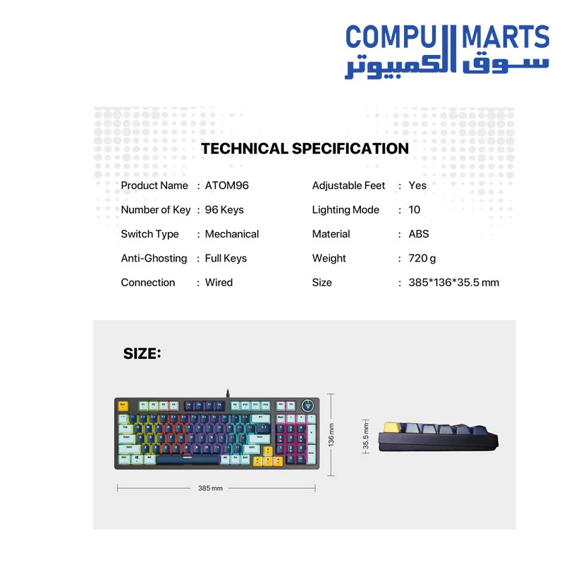 FANTECH MK890 V2 ATOM96 MIZU EDITION MECHANICAL KEYBOARD - Image 4