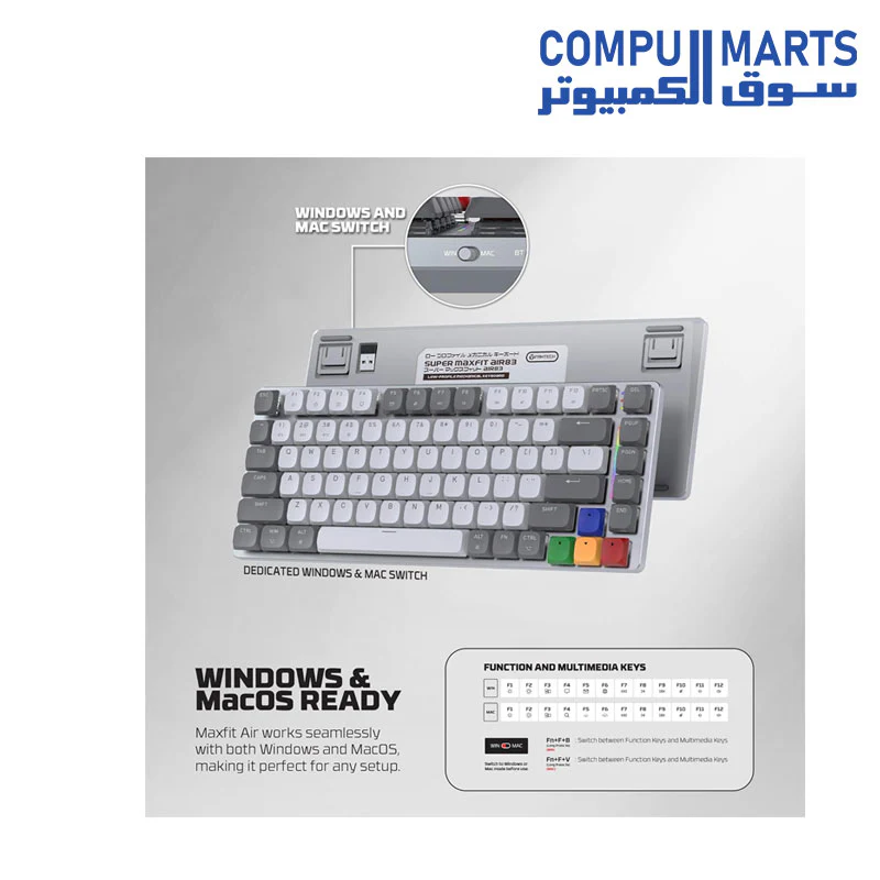 Fantech MK915 75% Layout, Aluminum Frame Wireless Mechanical Keyboard - Image 2