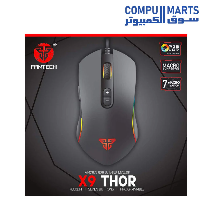 Fantech Programmable USB Gaming Mouse For PC and Laptop - X9 THOR Chroma Black - Image 3