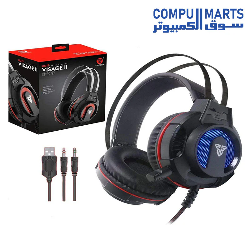 Fantech VISAGE II HG17s RGB LED GAMING HEADSET- WITH 2 JACKS - FOR HOME COMPUTER - Image 3