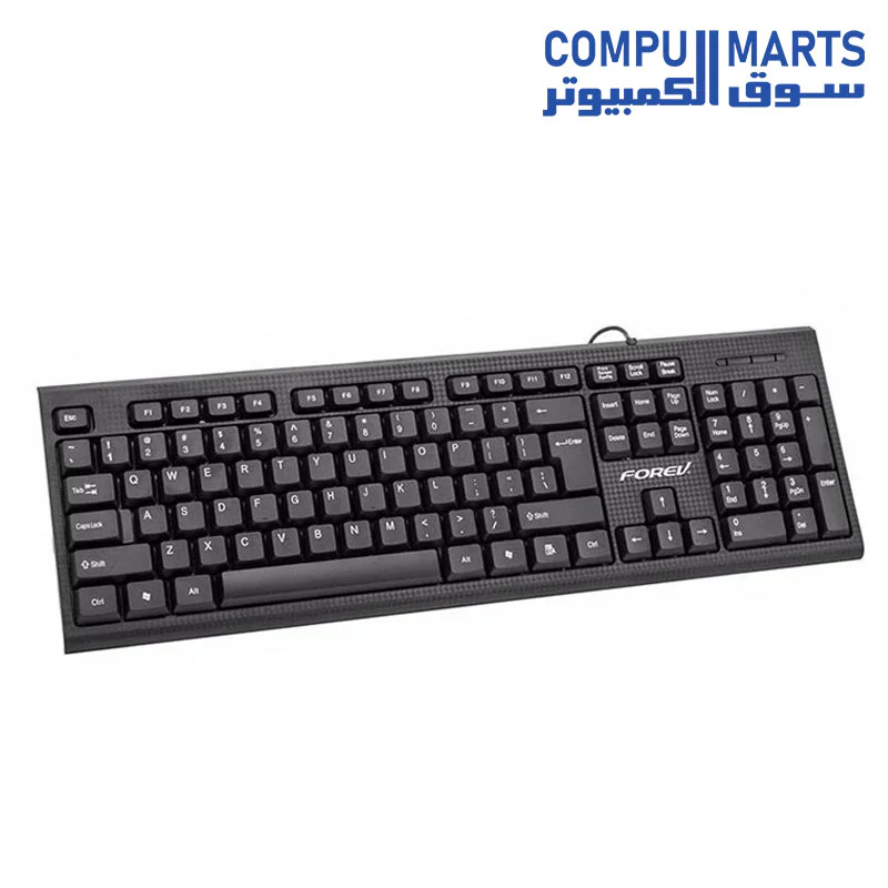 Forev (FV-236) USB Wired Keyboard Water Resistant, Black - Image 2