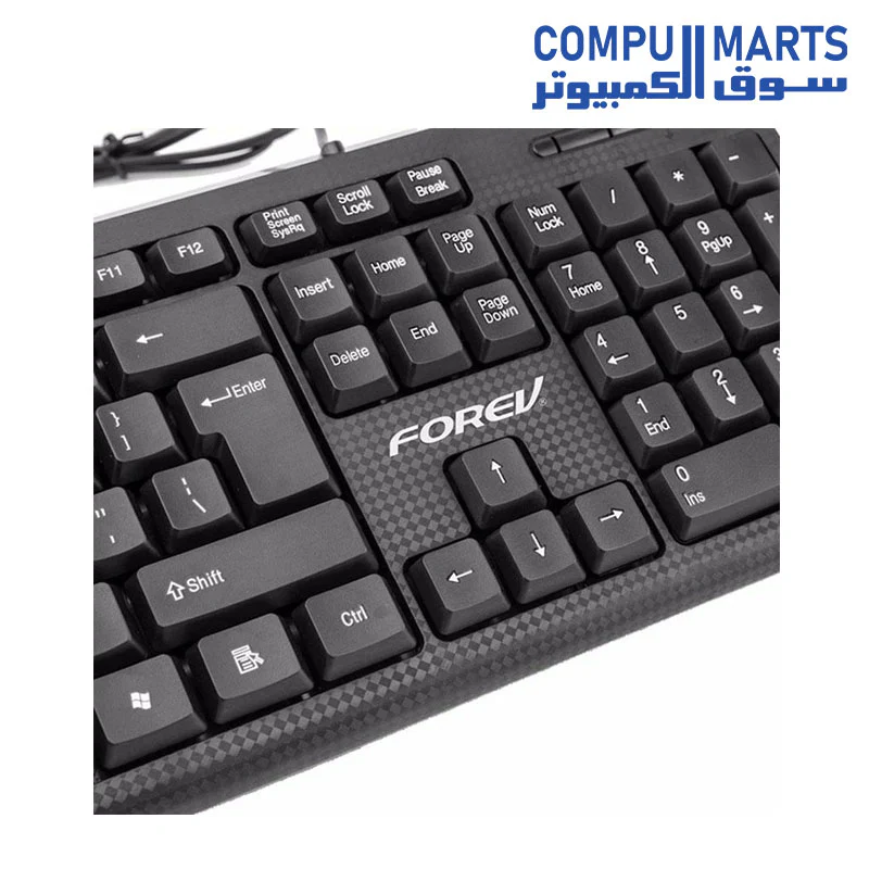 Forev (FV-236) USB Wired Keyboard Water Resistant, Black - Image 3