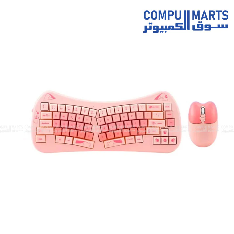 FOREV FV-DW66 Wireless Keyboard and Mouse Combo – Ergonomic (Purple & Pink & Beige ) | 2.4G Wireless | USB Receiver | Plug & Play - Image 3