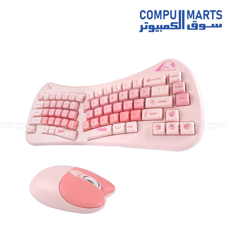 FOREV FV-DW66 Wireless Keyboard and Mouse Combo – Ergonomic (Purple & Pink & Beige ) | 2.4G Wireless | USB Receiver | Plug & Play - Image 4