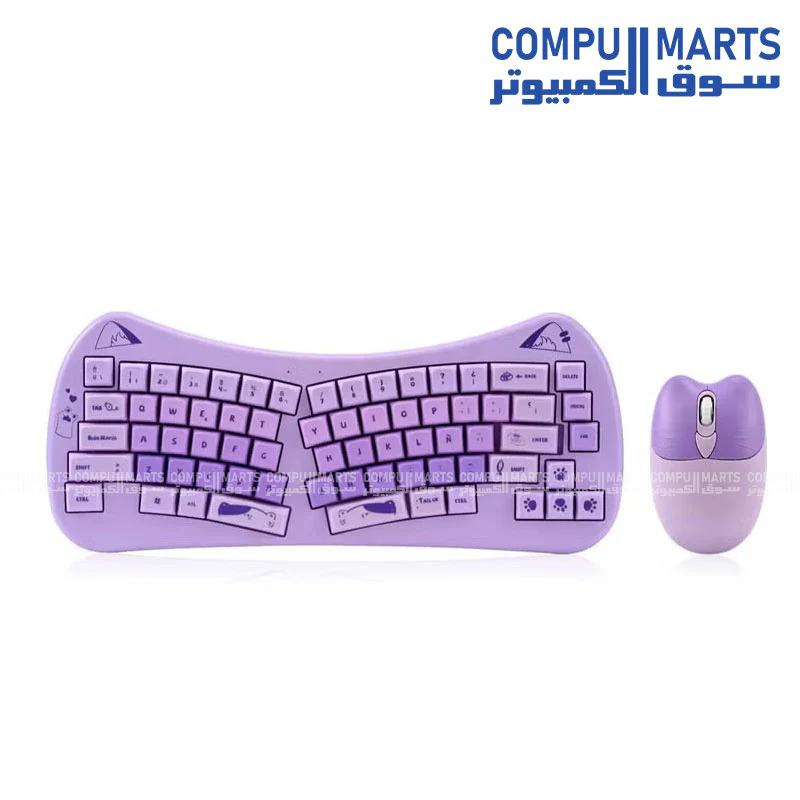 FOREV FV-DW66 Wireless Keyboard and Mouse Combo – Ergonomic (Purple & Pink & Beige ) | 2.4G Wireless | USB Receiver | Plug & Play - Image 5