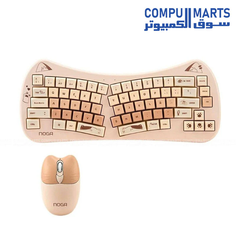 FOREV FV-DW66 Wireless Keyboard and Mouse Combo – Ergonomic (Purple & Pink & Beige ) | 2.4G Wireless | USB Receiver | Plug & Play - Image 6