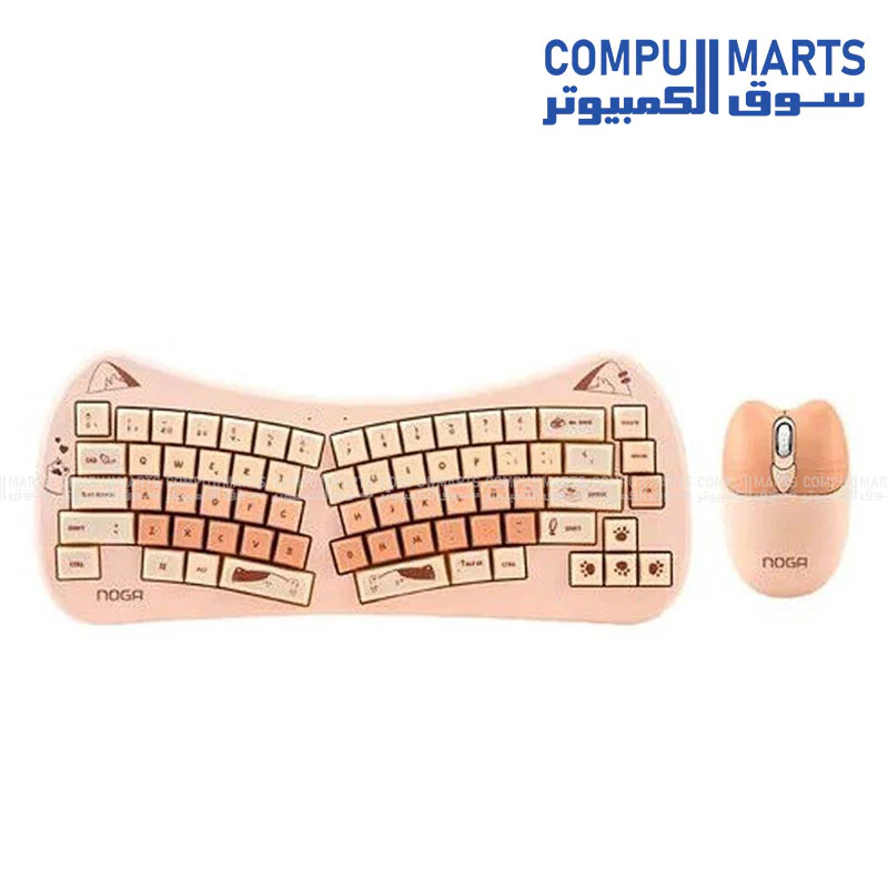FOREV FV-DW66 Wireless Keyboard and Mouse Combo – Ergonomic (Purple & Pink & Beige ) | 2.4G Wireless | USB Receiver | Plug & Play - Image 8