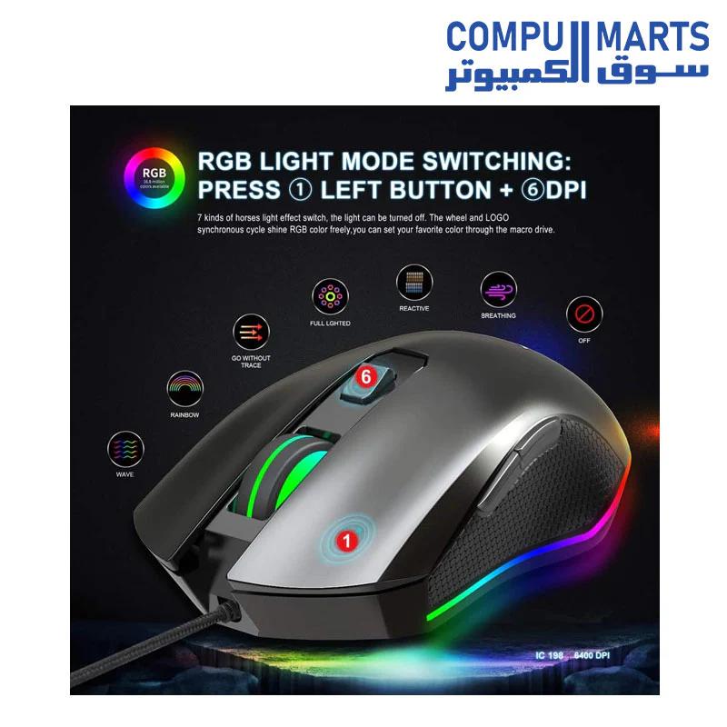 Forev Fv-Q7 Gaming Mouse Multi Dpi & Multi Backlit Led Lights Effects – For Pc - Image 3