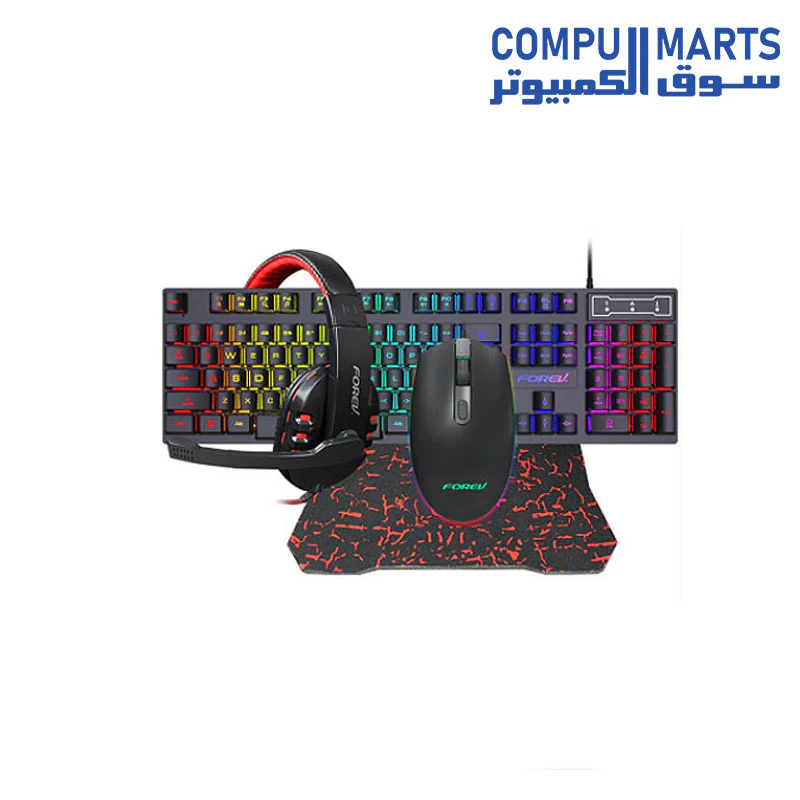 Forev FV-Q809 104-Keys 4 in 1 Gaming Combo Pack Gaming Gear RGB Backlit Gaming Keyboard - Image 3