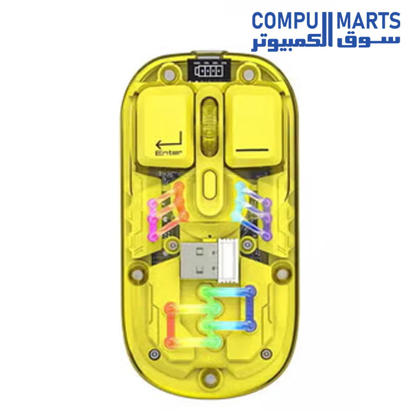 FOREV  FV-T7 Transparent Wireless Dual-Mode RGB Bluetooth Mouse Ergonomic Universal Hots Adjustable to 1600dpi - Image 4