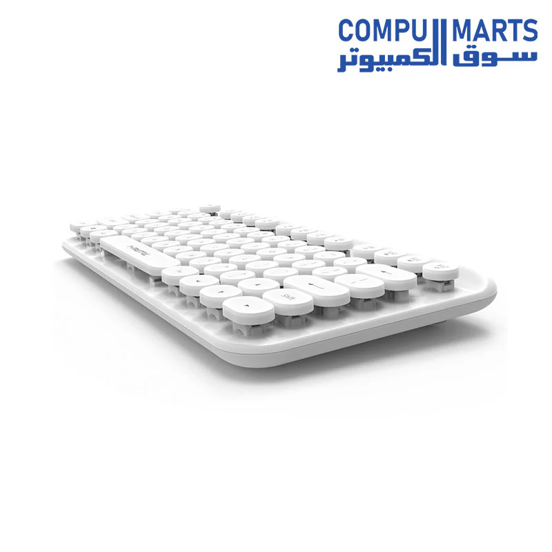 Forev FV-WI8 HighEnd 2.4G Wireless Mini Keyboard With USB Receiver  Round Keycaps  Silent Keys  For PC/Mac  White - Image 3