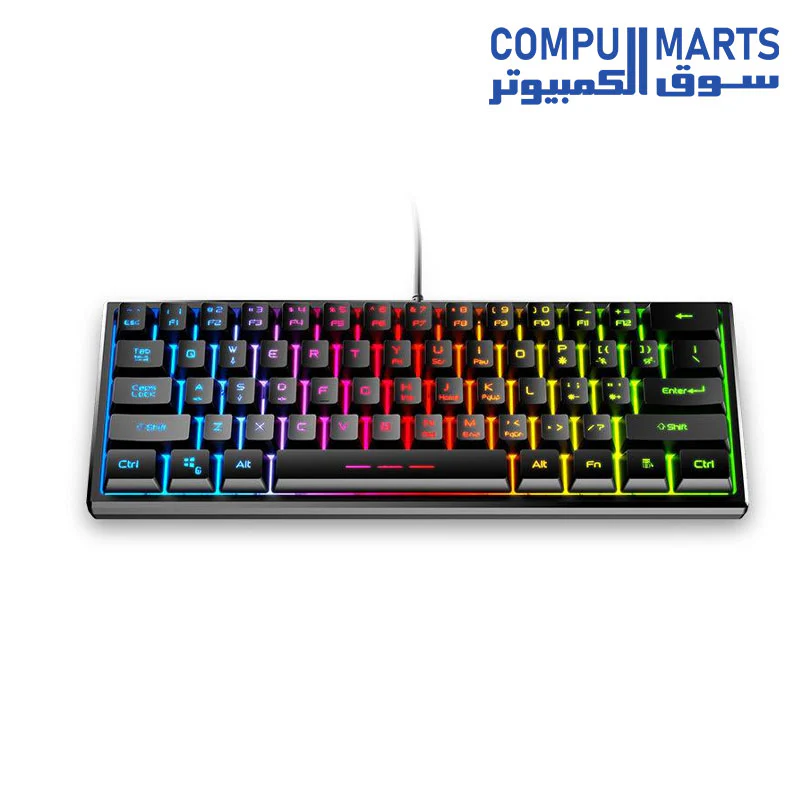 Forev Mini Mechanical Keyboard Gaming FV-61 RGB Black - Image 2