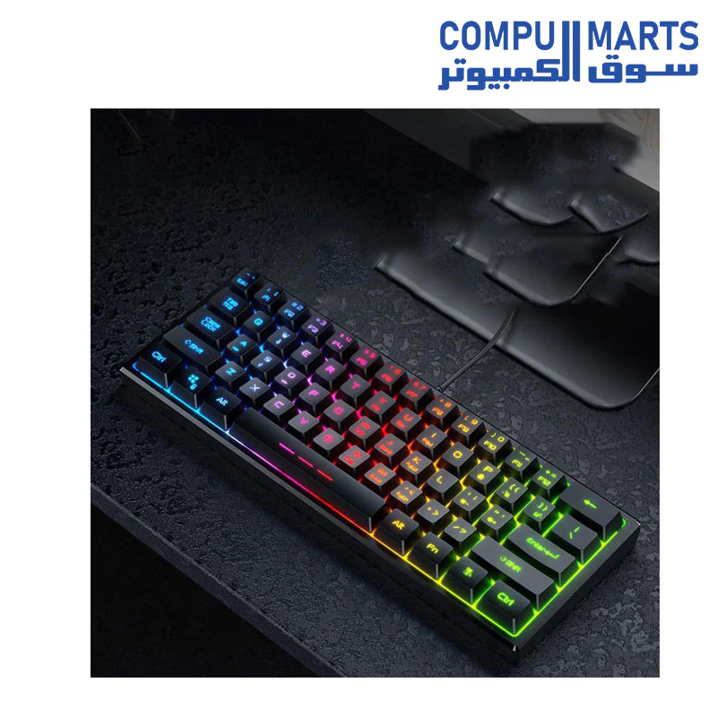 Forev Mini Mechanical Keyboard Gaming FV-61 RGB Black - Image 3