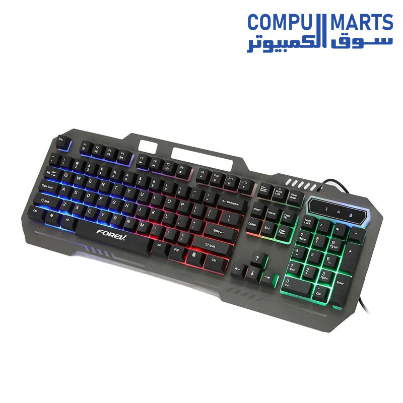 FOREV FV-Q307 Gaming Metal Panel RGB Keyboard For Pc, Black - Image 2