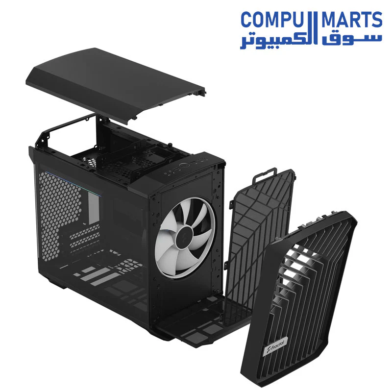 Fractal Design Torrent Nano Tempered Glass Side Panels - Open Grille for Maximum air Intake - 180mm PWM Fan Included - Type C - mITX Airflow Mini Tower PC Gaming Case - Image 6