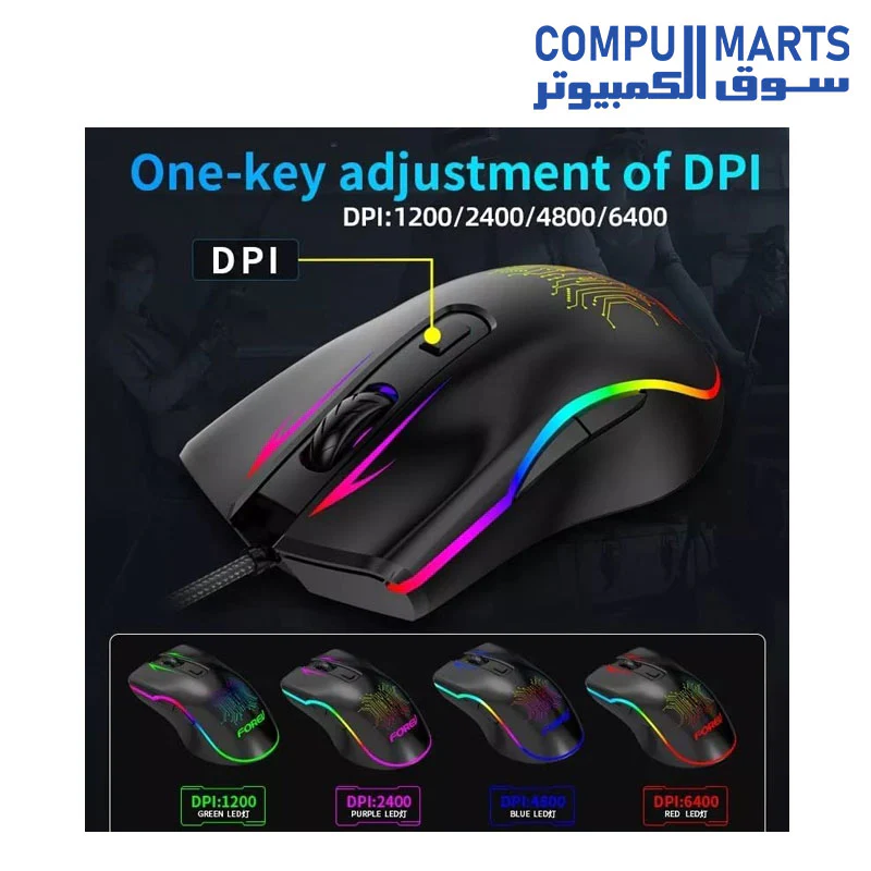 FV-509 HighEnd Gaming Mouse RGB Breathable Backlit LED - 6400 DPI - For PC - Image 3