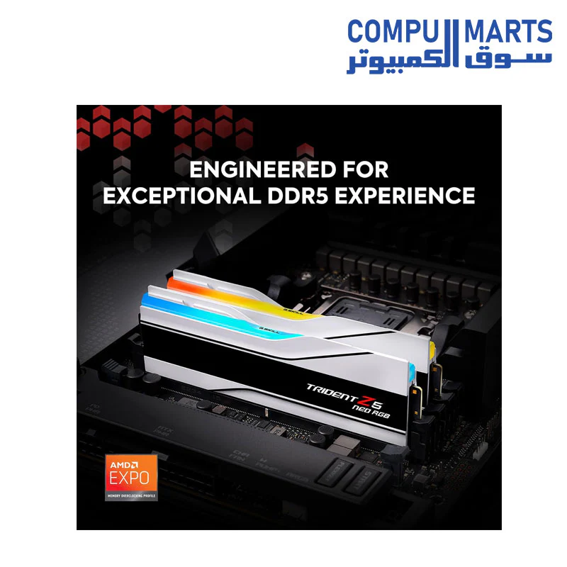 G.SKILL Trident Z5 Neo RGB Series (AMD Expo) DDR5 RAM 32GB (2x16GB) 6000MT/s CL30-36-36-96 1.35V Desktop Computer Memory UDIMM - Matte White (F5-6000J3036F16GX2-TZ5NRW) - Image 2