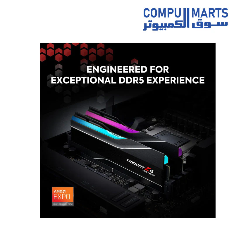 G.SKILL Trident Z5 Neo RGB Series (AMD Expo) DDR5 RAM 32GB (2x16GB) 6000MT/s CL30-38-38-96 1.35V Desktop Computer Memory UDIMM - Matte Black (F5-6000J3038F16GX2-TZ5NR) - Image 2