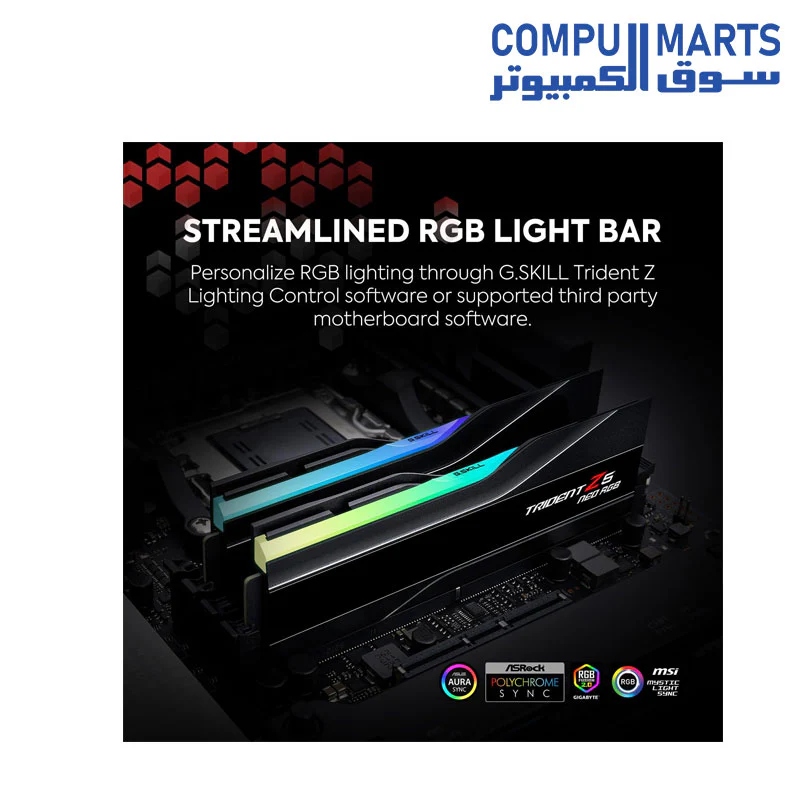 G.SKILL Trident Z5 Neo RGB Series (AMD Expo) DDR5 RAM 96GB (2X 48GB) 6000MT/s CL30-36-36-96 1.35V Desktop Computer Memory U-DIMM - Matte Black (F5-6000J3036F48GX2-TZ5NR) - Image 3
