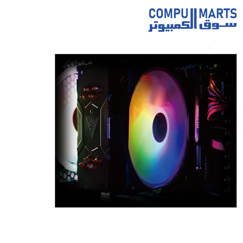 Gamdias (BOREAS E1-410) 120mm 12cm ARGB CPU Cooler - 4 Copper Heatpipes with Hydraulic bearing PWM Fan - Image 3