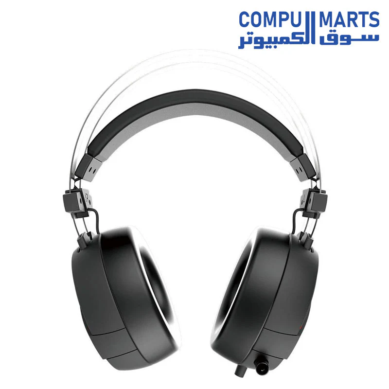 GAMDIAS HEBE E1 Gaming Headset with USB/3.5mm Jack, Class 40 mm Drivers, In-line Remote and RGB Streaming Lighting - Black - Image 3