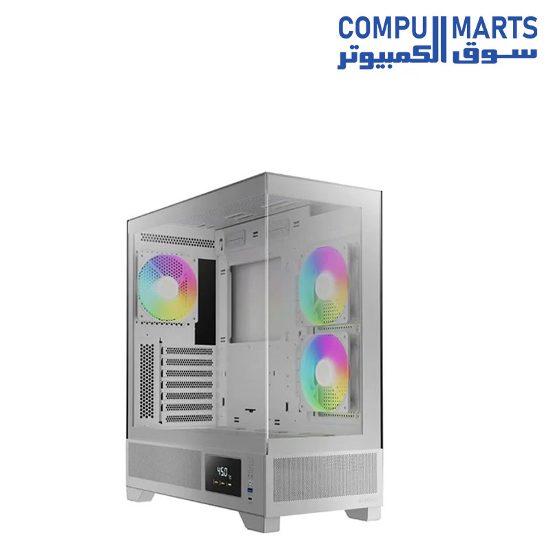 GAMDIAS ATLAS M1 PC Case, ATX Gaming Mid Tower, No-Hub, Real-time Monitor, Seamless Tempered Glass, Pre-install 3 x 120 mm ARGB PWM Fans - Image 9