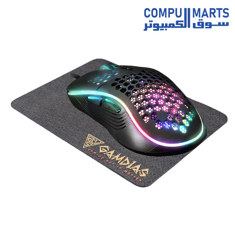 GAMDIAS Zeus M4 RGB Gaming Mouse 12,800 DPI + NYX E1 Mouse Pad 23.5 X 18 CM - Image 3