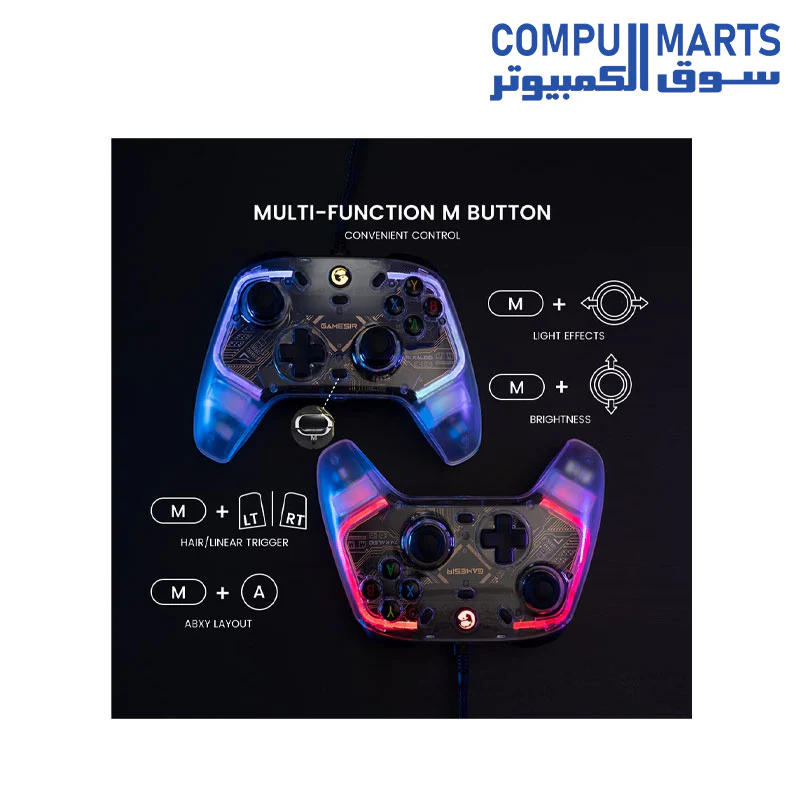 GameSir T4 Kaleid Transparent PC Controller, Wired Gaming Controller for PC/Switch/Android TV Box, Plug and Play Gamepad Joystick - Image 3