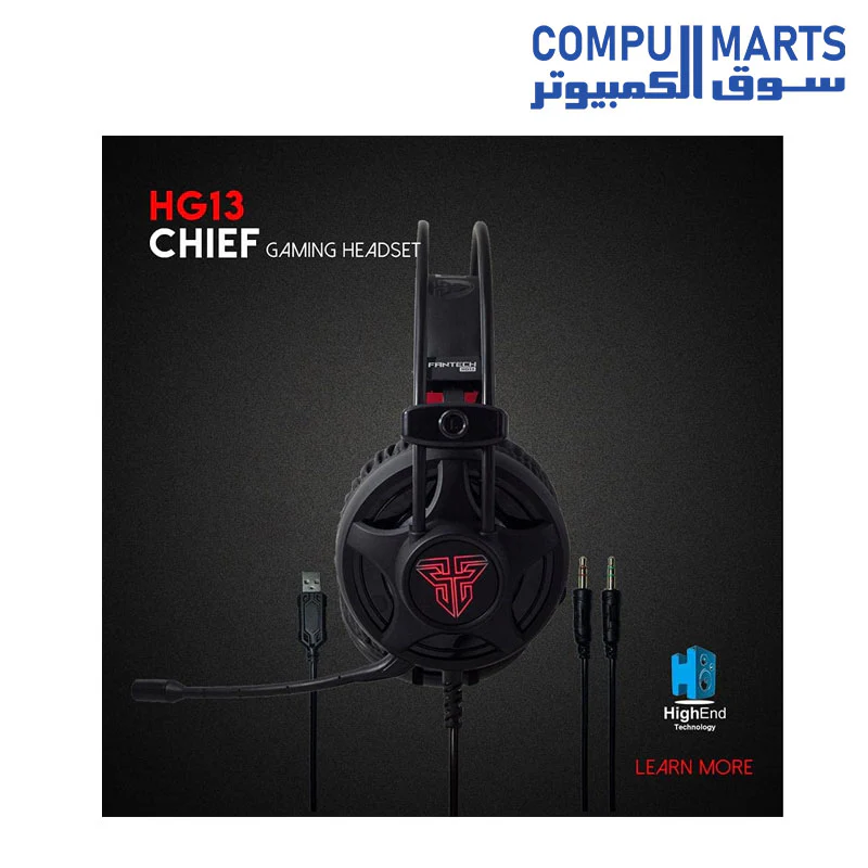 FANTECH HG13 CHIEF Gaming Headset With 2 Jacks for computer & USB for LED LIGHT - Image 4
